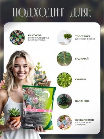 грунт 13в1 земля для кактусов и суккулентов 3 кг - товары для фермеров Сила Суздаля